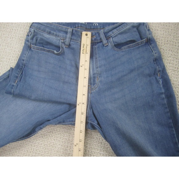 Old Navy‎ Jeans Womens 8 Blue High-Rise Loose Wide Leg Stretch Denim Mid Wash - Picture 3 of 10